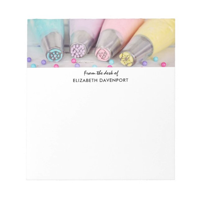 Pastel Coloured Cake Decorating Tools Notepad (Front)