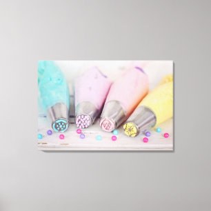 Pastel Coloured Cake Decorating Tools Photograph Canvas Print