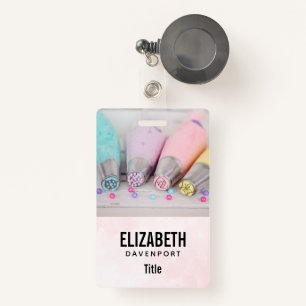 Pastel Coloured Cake Decorating Tools Photograph ID Badge