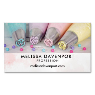 Pastel Coloured Cake Decorating Tools Photograph Magnetic Business Card
