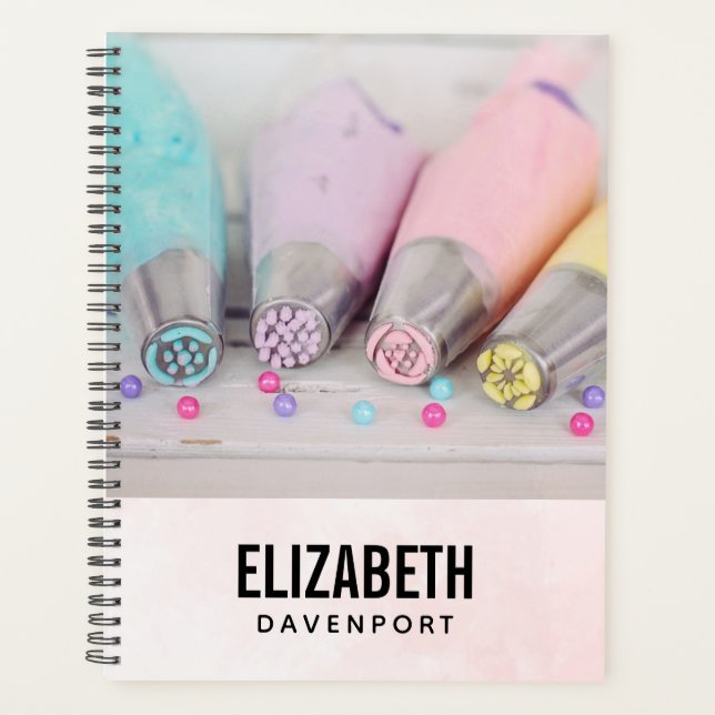 Pastel Coloured Cake Decorating Tools Photograph Planner (Front)