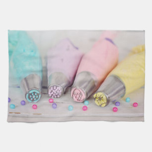 Pastel Coloured Cake Decorating Tools Photograph Tea Towel
