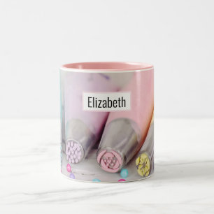 Pastel Coloured Cake Decorating Tools Photograph Two-Tone Coffee Mug