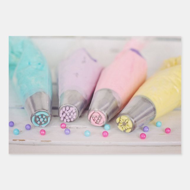 Pastel Coloured Cake Decorating Tools Photograph Wrapping Paper Sheet (Front)