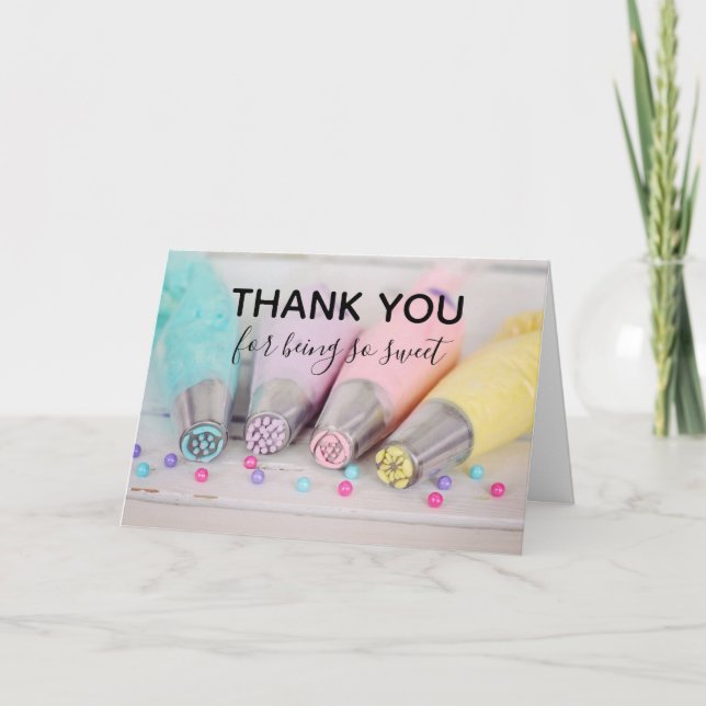 Pastel Coloured Cake Decorating Tools Thank You Card (Front)