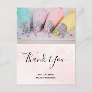 Pastel Coloured Cake Decorating Tools Thank You Postcard