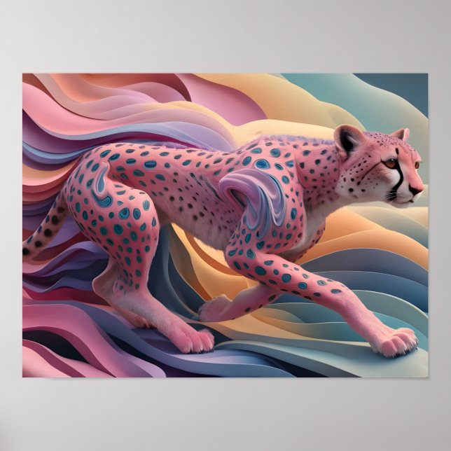 Pastel-Coloured Cheetah Abstract Wallpaper Poster (Front)