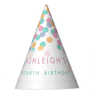 Pastel Coloured Confetti Kids Birthday Party Hat