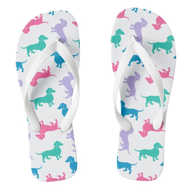Pastel Coloured Dachshunds Thongs (Footbed)