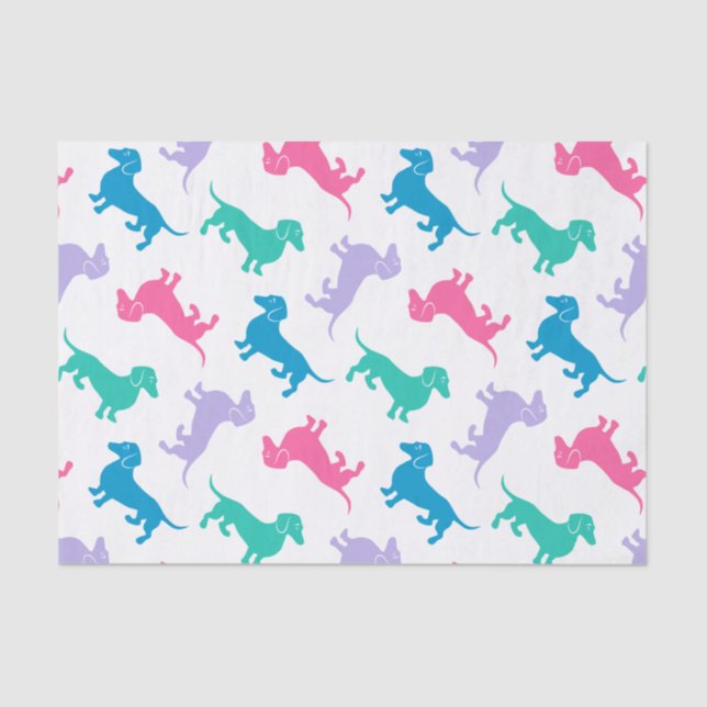 Pastel Coloured Dachshunds Tissue Paper (Front)