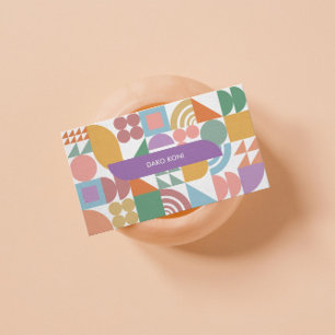 Pastel coloured geometric business card