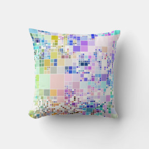 Pastel Coloured Geometric Tiled Squares Cushion