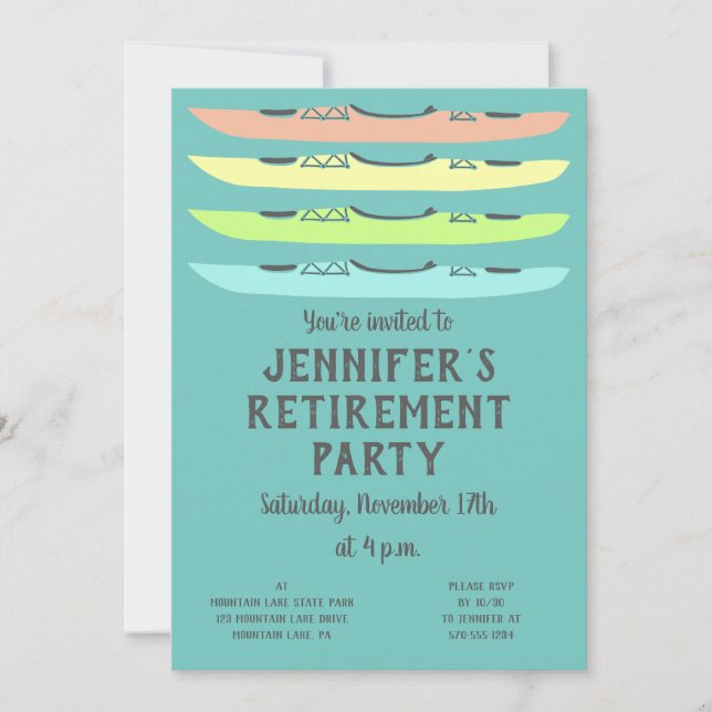 Pastel Coloured Kayaks Kayaking Themed Party Invitation (Front)