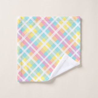 Pastel Coloured Plaid Bath Towel Set