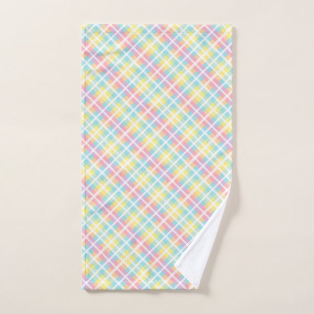 Pastel Coloured Plaid Hand Towel (Hand Towel)