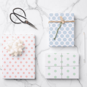 Pastel Coloured Polka Dot Wrapping Paper Sheet