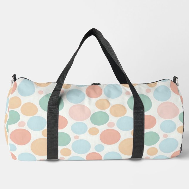 Pastel Coloured Polka Dots Duffle Bag (Front)