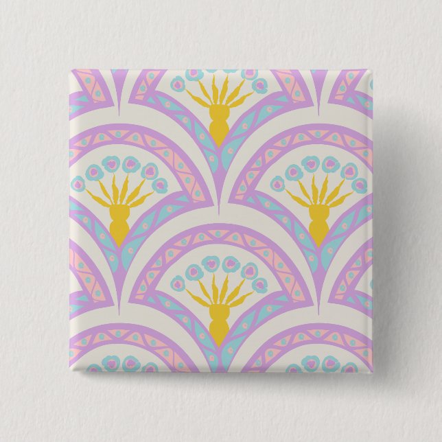 Pastel coloured shell pattern 15 cm square badge (Front)