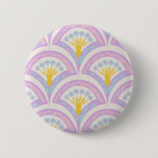 Pastel coloured shell pattern 6 cm round badge (Front)