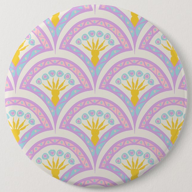 Pastel coloured shell pattern 6 cm round badge (Front)
