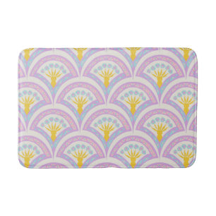 Pastel coloured shell pattern bath mat