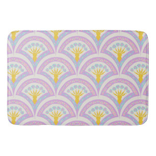 Pastel coloured shell pattern bath mat