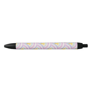 Pastel coloured shell pattern black ink pen