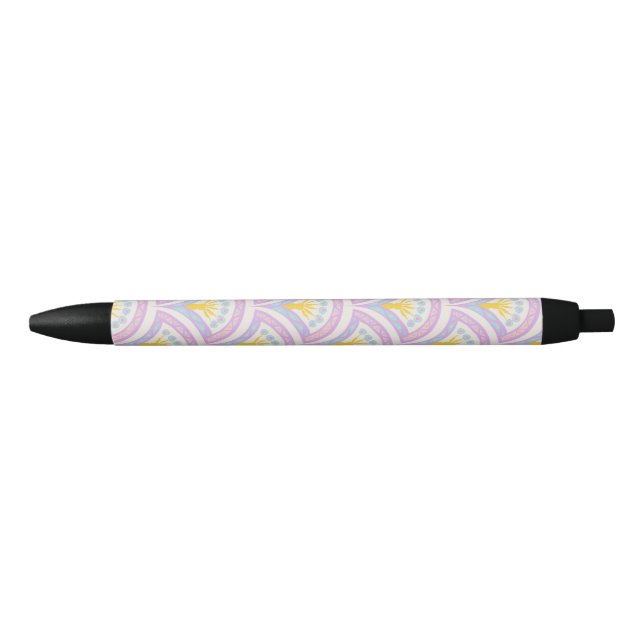 Pastel coloured shell pattern black ink pen (Front)