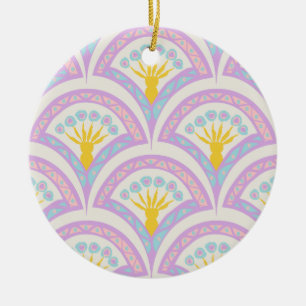 Pastel coloured shell pattern ceramic ornament