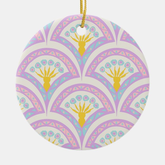 Pastel coloured shell pattern ceramic ornament (Front)