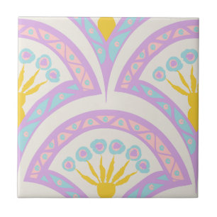 Pastel coloured shell pattern ceramic tile