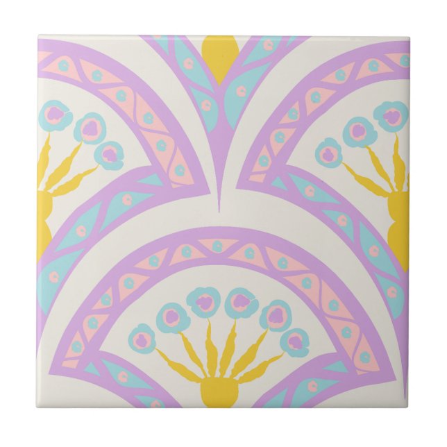 Pastel coloured shell pattern ceramic tile (Front)