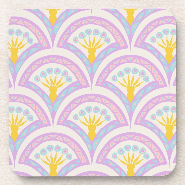 Pastel coloured shell pattern coaster (Front)