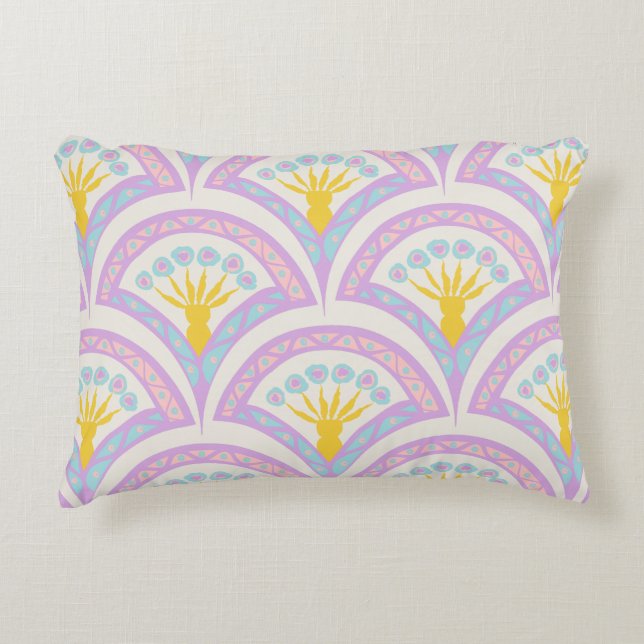 Pastel coloured shell pattern decorative cushion (Front)