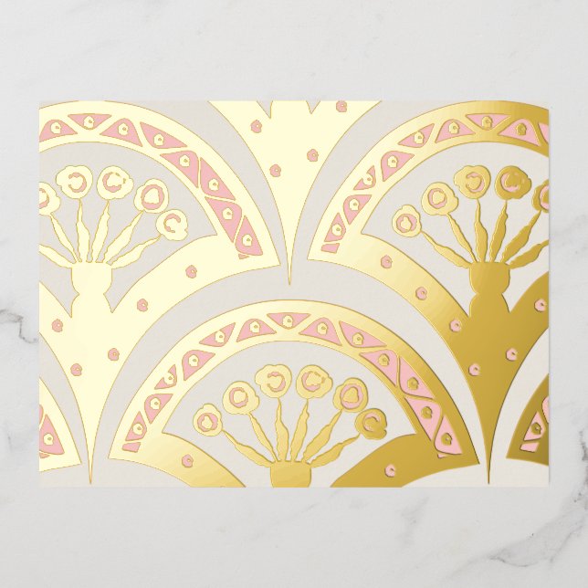 Pastel coloured shell pattern foil holiday postcard (Front)