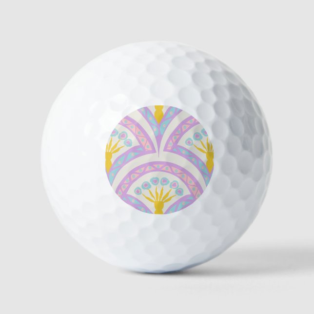 Pastel coloured shell pattern golf balls (Front)