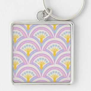 Pastel coloured shell pattern key ring