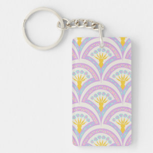 Pastel coloured shell pattern key ring