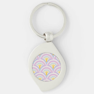 Pastel coloured shell pattern key ring