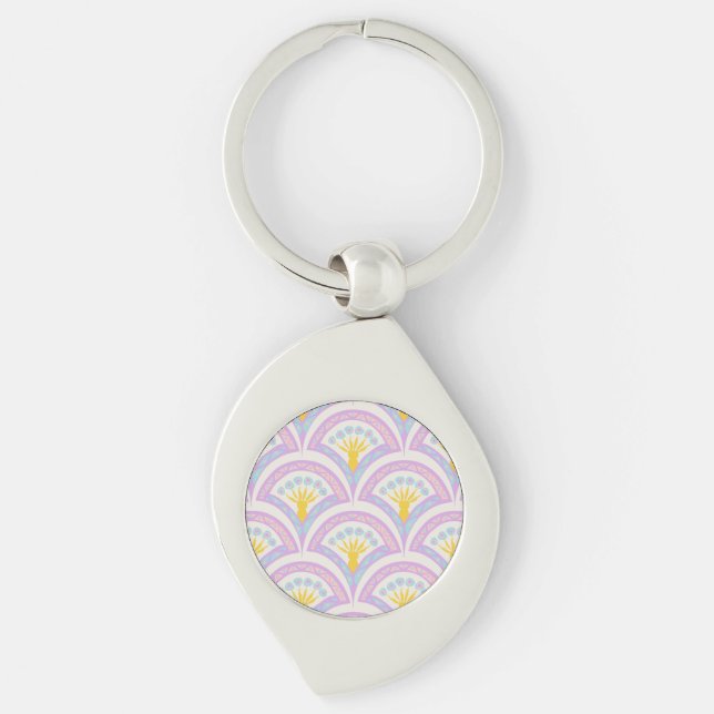 Pastel coloured shell pattern key ring (Front)