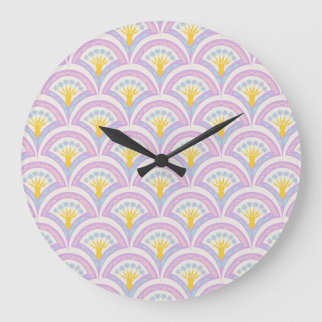 Pastel coloured shell pattern large clock (Front)