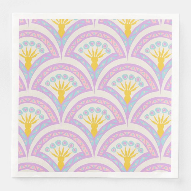 Pastel coloured shell pattern napkin (Front)