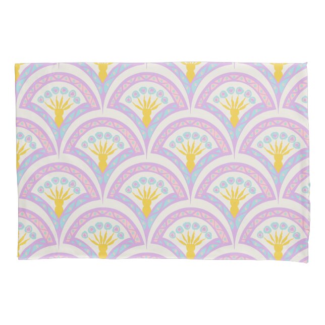 Pastel coloured shell pattern pillowcase (Front-Left)