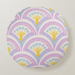 Pastel coloured shell pattern round cushion