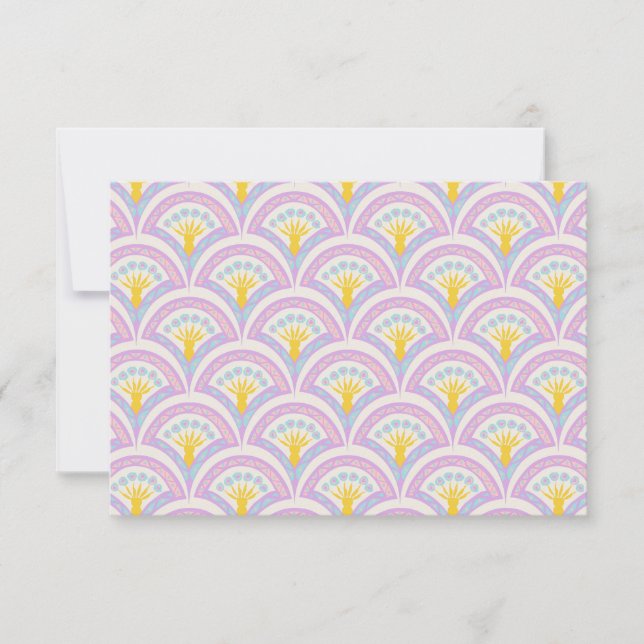Pastel coloured shell pattern save the date (Front)