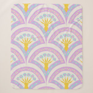 Pastel coloured shell pattern sherpa blanket