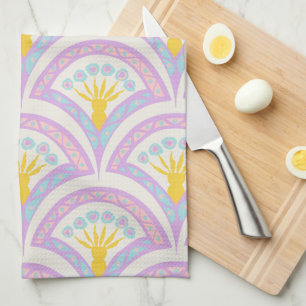 Pastel coloured shell pattern tea towel