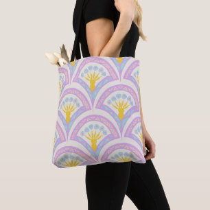 Pastel coloured shell pattern tote bag