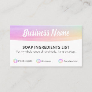 Pastel Coloured Soap Ingredients Business Card