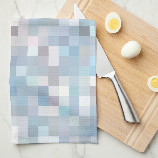 Pastel Coloured Square Pattern Tea Towel (Quarter Fold)